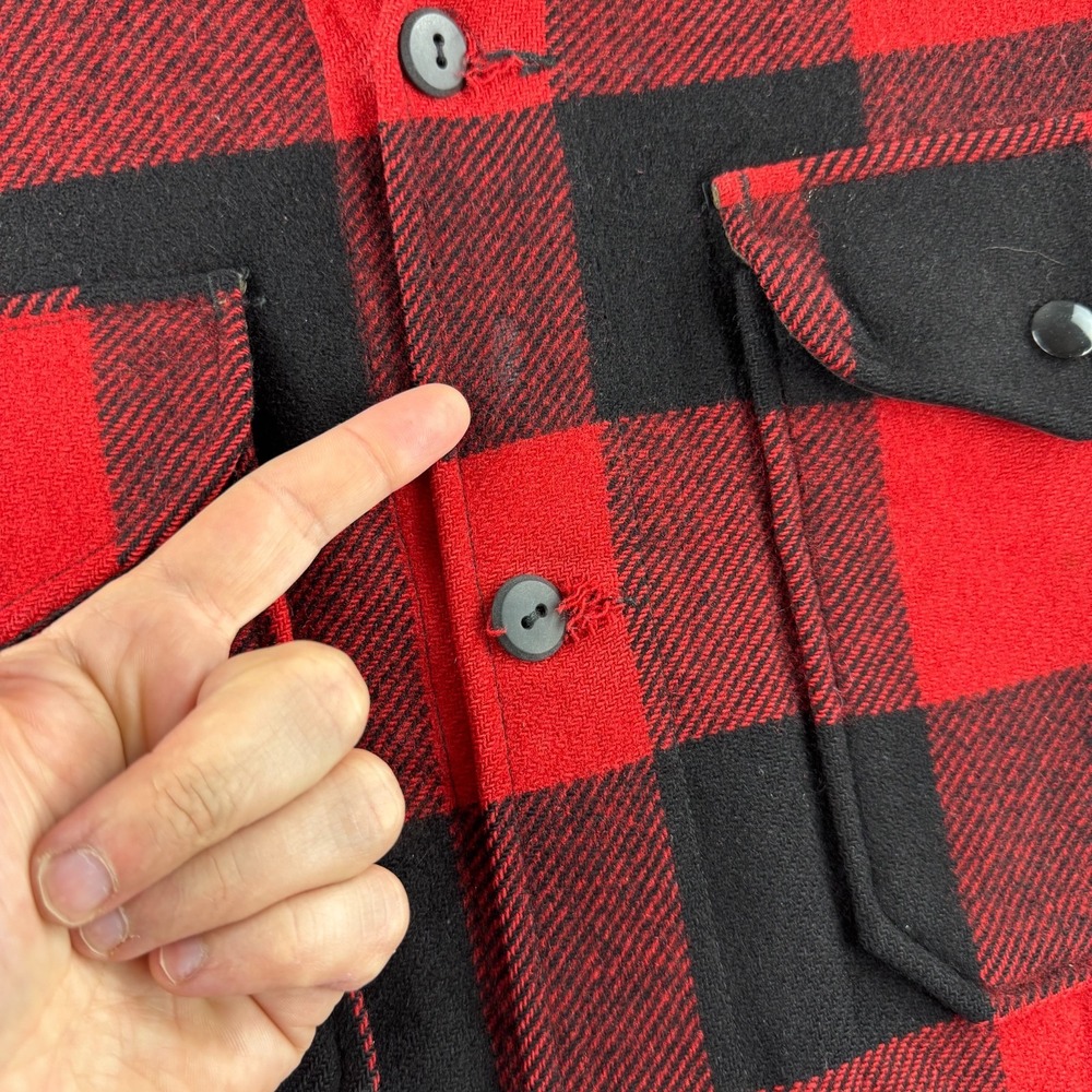Vintage Pendleton Jacket Mens Large Red Plaid Mackinaw Cruiser 70s - Picture 2 of 15